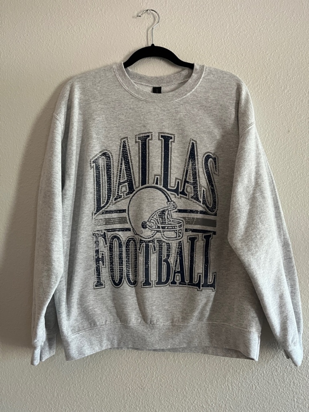 Gildan Gray Dallas Football Graphic Crewneck